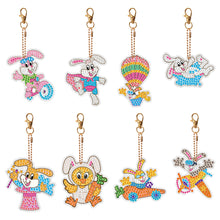 Load image into Gallery viewer, 8PCS Double Sided Diamond Painting Keychain for Beginners (Cartoon Rabbit)
