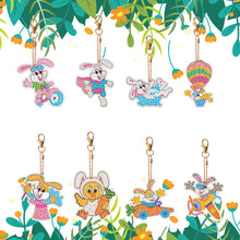 Load image into Gallery viewer, 8PCS Double Sided Diamond Painting Keychain for Beginners (Cartoon Rabbit)
