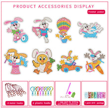 Load image into Gallery viewer, 8PCS Double Sided Diamond Painting Keychain for Beginners (Cartoon Rabbit)
