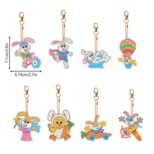 Load image into Gallery viewer, 8PCS Double Sided Diamond Painting Keychain for Beginners (Cartoon Rabbit)
