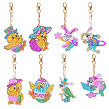 Load image into Gallery viewer, 8PCS Double Sided Diamond Painting Keychain for Beginners (Cartoon Rabbit Duck)
