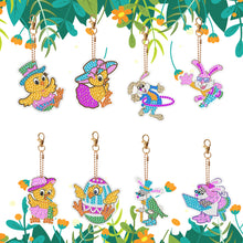 Load image into Gallery viewer, 8PCS Double Sided Diamond Painting Keychain for Beginners (Cartoon Rabbit Duck)
