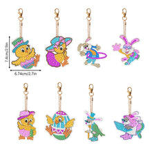 Load image into Gallery viewer, 8PCS Double Sided Diamond Painting Keychain for Beginners (Cartoon Rabbit Duck)
