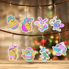 Load image into Gallery viewer, 8PCS Double Sided Diamond Painting Keychain for Beginners (Cartoon Rabbit Duck)
