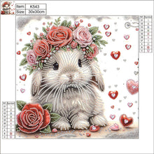 Load image into Gallery viewer, Rabbit Wearing Flowers 30*30CM (canvas) Partial Special-Shaped Drill Diamond Painting
