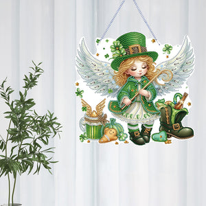 Acrylic Clover Angel Single-Sided 5D DIY Diamond Painting Hanging Pendant