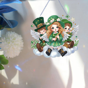 Acrylic Clover Angel Single-Sided 5D DIY Diamond Painting Hanging Pendant