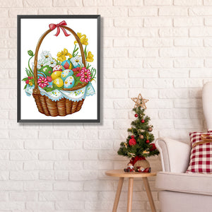 Basket Bouquet With Easter Eggs 30*40CM (canvas) Partial Special-Shaped Drill Diamond Painting