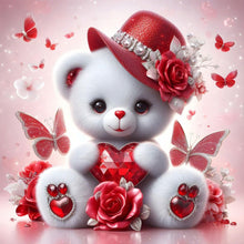 Load image into Gallery viewer, Love Rose Little White Bear 30*30CM (canvas) Full Round Drill Diamond Painting
