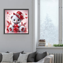 Load image into Gallery viewer, Love Rose Little White Bear 30*30CM (canvas) Full Round Drill Diamond Painting
