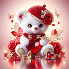 Load image into Gallery viewer, Love Rose Little White Bear 30*30CM (canvas) Full Round Drill Diamond Painting
