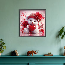 Load image into Gallery viewer, Love Rose Little White Bear 30*30CM (canvas) Full Round Drill Diamond Painting
