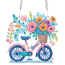 Load image into Gallery viewer, Acrylic Bicycle Flowers Single-Sided 5D DIY Diamond Painting Hanging Pendant
