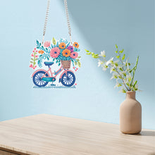 Load image into Gallery viewer, Acrylic Bicycle Flowers Single-Sided 5D DIY Diamond Painting Hanging Pendant
