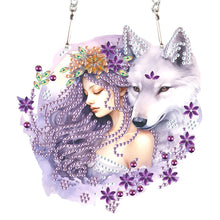 Load image into Gallery viewer, Acrylic Girl and Fox Single-Sided 5D DIY Diamond Painting Hanging Pendant
