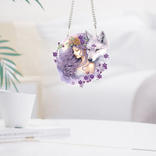 Load image into Gallery viewer, Acrylic Girl and Fox Single-Sided 5D DIY Diamond Painting Hanging Pendant
