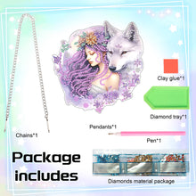 Load image into Gallery viewer, Acrylic Girl and Fox Single-Sided 5D DIY Diamond Painting Hanging Pendant
