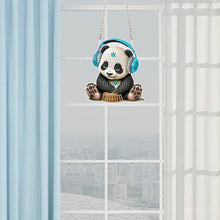 Load image into Gallery viewer, Acrylic Earphone Panda Single-Sided 5D DIY Diamond Painting Hanging Pendant
