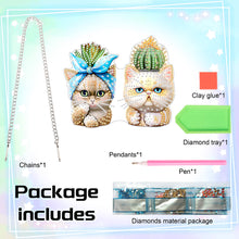 Load image into Gallery viewer, Acrylic Cactus and Cat Single-Sided 5D DIY Diamond Painting Hanging Pendant
