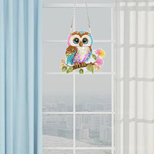 Acrylic Owl Single-Sided Diamond Painting Hanging Pendant for Home Wall Decor