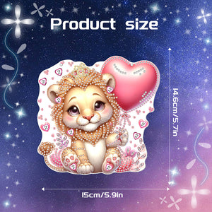 Acrylic Heart Lion Single-Sided Diamond Painting Hanging Pendant for Wall Decor