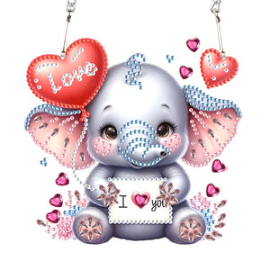 Acrylic Heart Elephant Single-Sided 5D DIY Diamond Painting Hanging Pendant