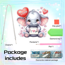 Load image into Gallery viewer, Acrylic Heart Elephant Single-Sided 5D DIY Diamond Painting Hanging Pendant
