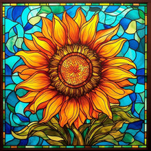 Load image into Gallery viewer, Glass Painting Sunflower Flowers 30*30CM (canvas) Full Round Drill Diamond Painting
