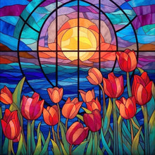 Load image into Gallery viewer, Glass Painting Tulip Flowers 30*30CM (canvas) Full Round Drill Diamond Painting
