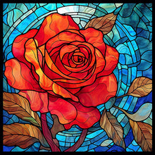 Load image into Gallery viewer, Glass Painted Red Rose Flowers 30*30CM (canvas) Full Round Drill Diamond Painting
