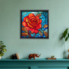 Load image into Gallery viewer, Glass Painted Red Rose Flowers 30*30CM (canvas) Full Round Drill Diamond Painting
