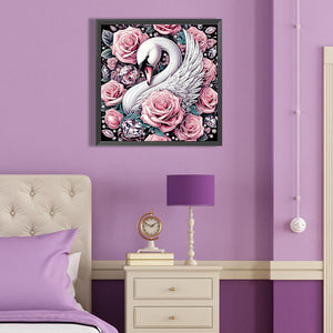 Rose Swan 40*40CM (canvas) Partial Special-Shaped Drill Diamond Painting