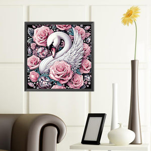 Rose Swan 40*40CM (canvas) Partial Special-Shaped Drill Diamond Painting