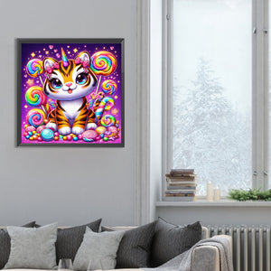 Candy And Tiger 30*30CM (canvas) Full Round Drill Diamond Painting