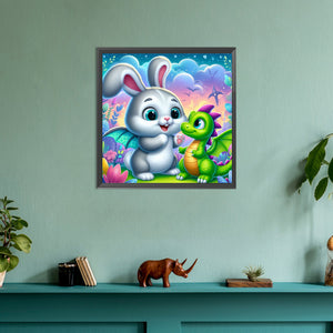 Rabbit And Dinosaur 30*30CM (canvas) Full Round Drill Diamond Painting