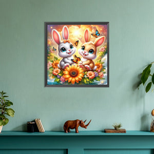 Two Rabbits 30*30CM (canvas) Full Round Drill Diamond Painting