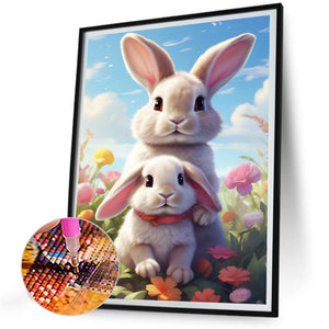 Garden Rabbit 30*40CM (canvas) Full Round Drill Diamond Painting