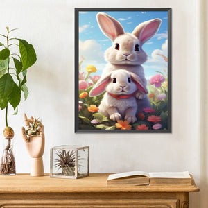 Garden Rabbit 30*40CM (canvas) Full Round Drill Diamond Painting