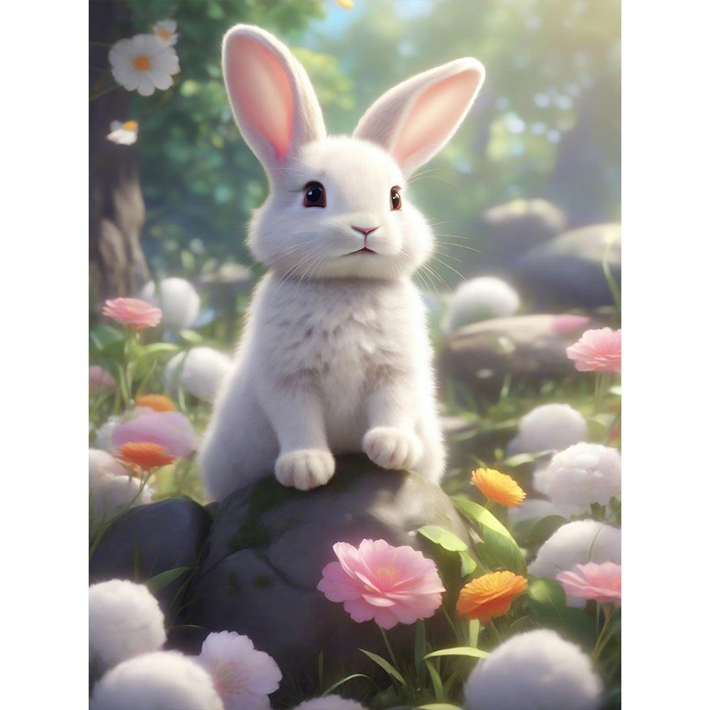 Garden Rabbit 30*40CM (canvas) Full Round Drill Diamond Painting