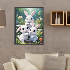 Garden Rabbit 30*40CM (canvas) Full Round Drill Diamond Painting