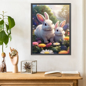 Garden Rabbit 30*40CM (canvas) Full Round Drill Diamond Painting