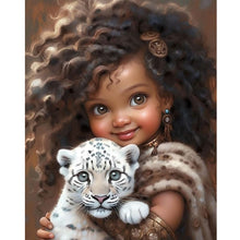 Load image into Gallery viewer, Girl Holding Tiger Cub 40*50CM (canvas) Full Round Drill Diamond Painting
