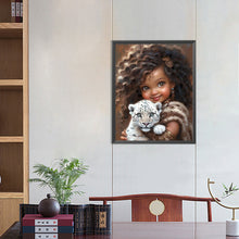 Load image into Gallery viewer, Girl Holding Tiger Cub 40*50CM (canvas) Full Round Drill Diamond Painting
