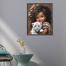 Load image into Gallery viewer, Girl Holding Tiger Cub 40*50CM (canvas) Full Round Drill Diamond Painting
