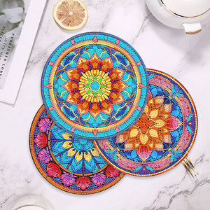 4 PCS Acrylic Diamond Painted Placemats Kitchen Dish Mat for Kitchen (Datura)