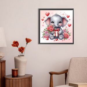 Love Rose Elephant 30*30CM (canvas) Full Round Drill Diamond Painting