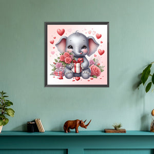 Love Rose Elephant 30*30CM (canvas) Full Round Drill Diamond Painting