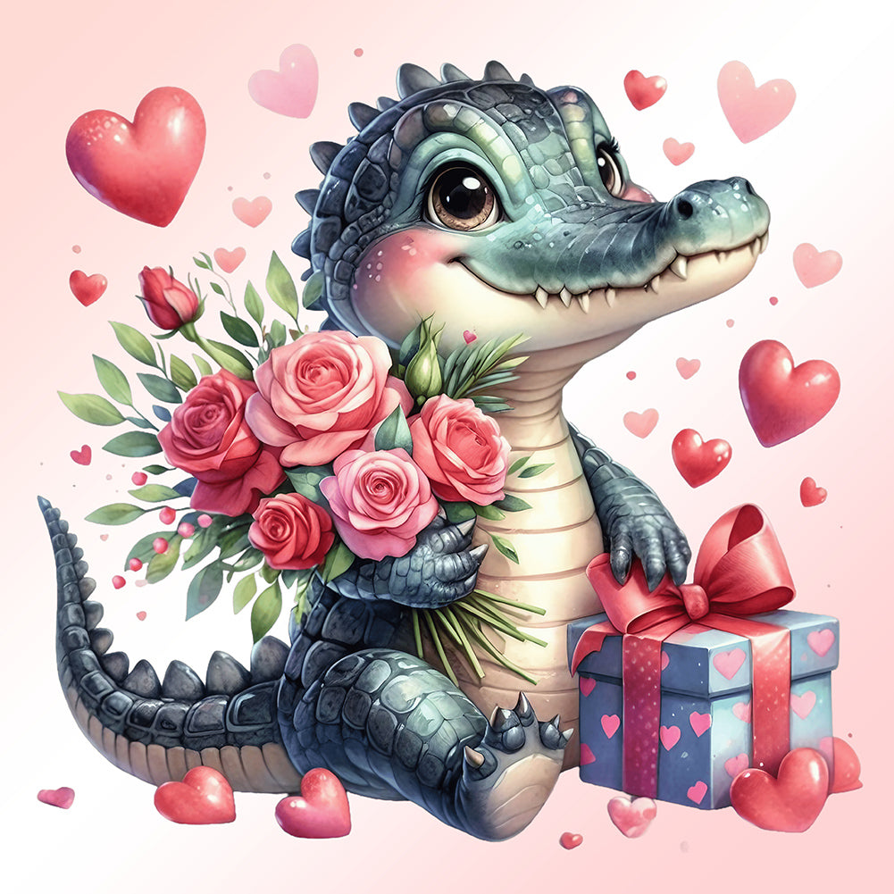 Love Rose Crocodile 30*30CM (canvas) Full Round Drill Diamond Painting