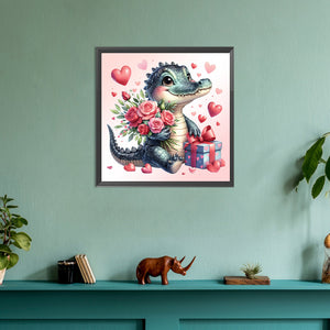 Love Rose Crocodile 30*30CM (canvas) Full Round Drill Diamond Painting