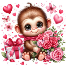 Load image into Gallery viewer, Love Rose Monkey 30*30CM (canvas) Full Round Drill Diamond Painting
